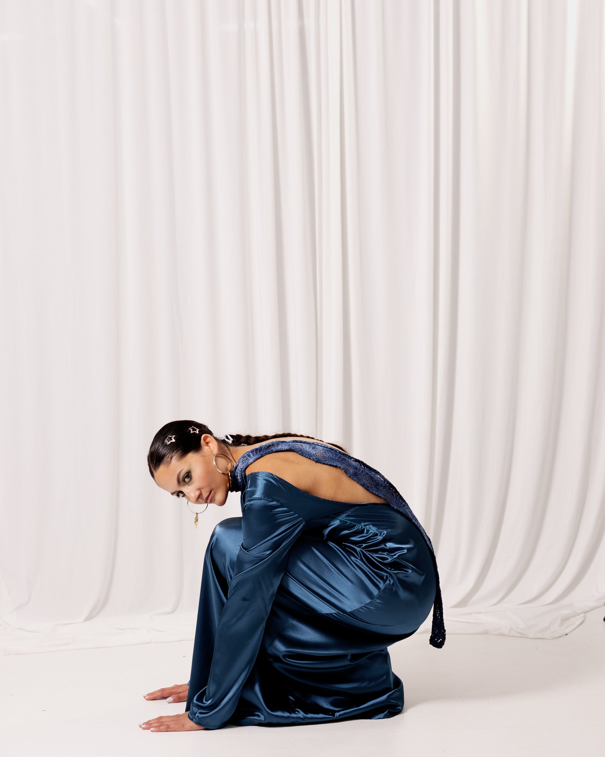 Blue Silk Midnight Dress - SaS Atelier x Fleurtje