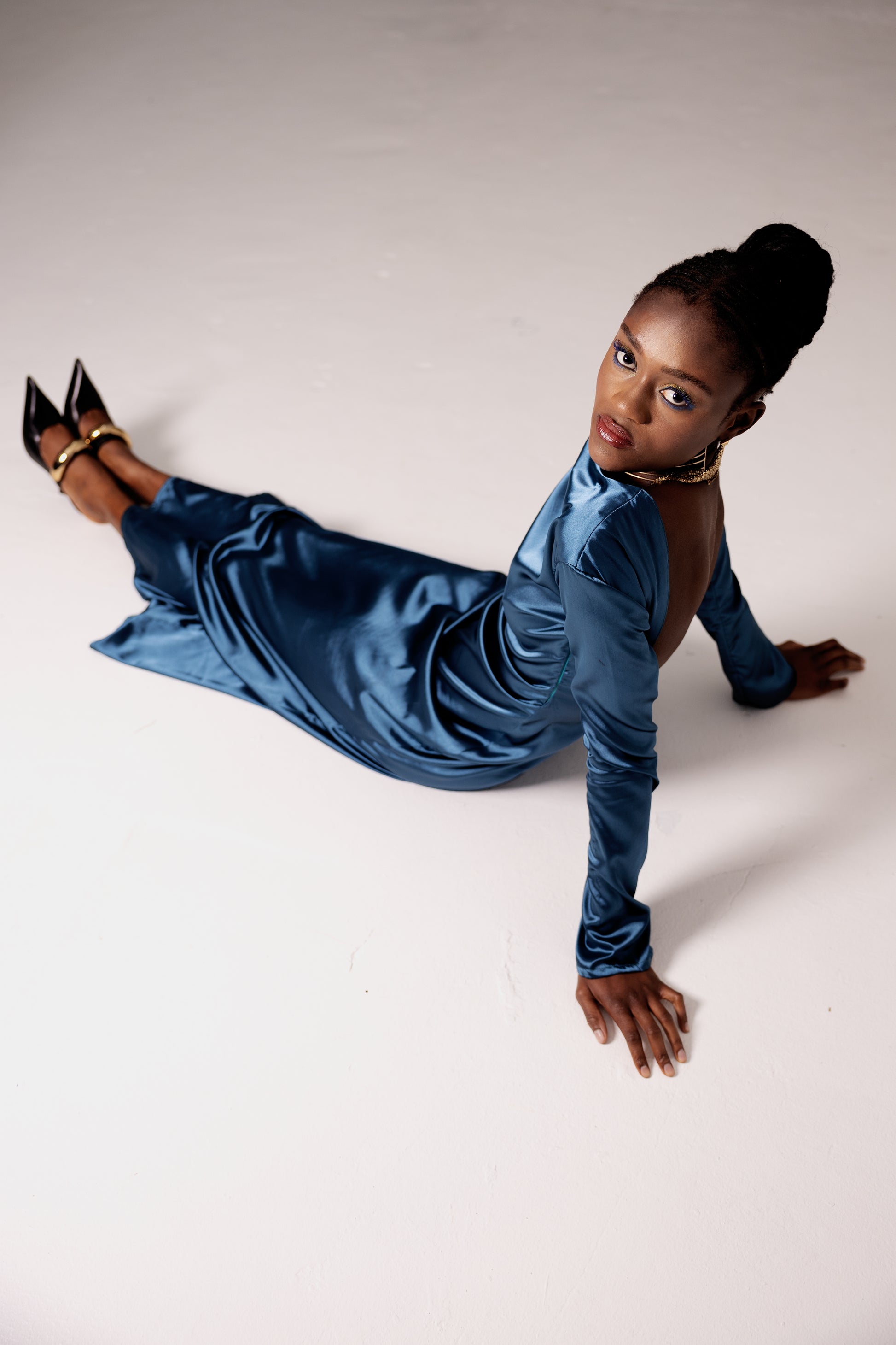 Blue Silk Midnight Dress - SaS Atelier x Fleurtje