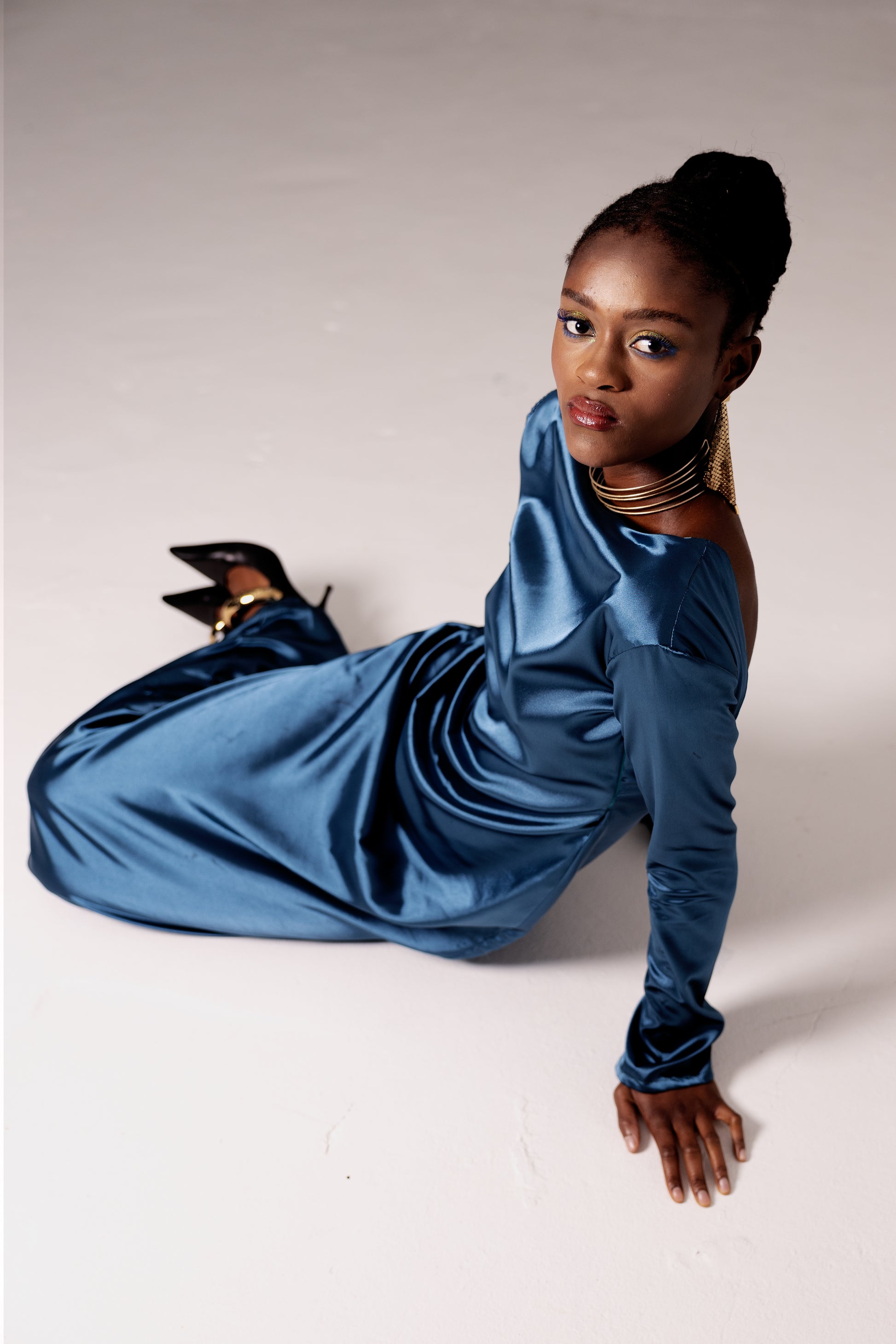 Blue Silk Midnight Dress - SaS Atelier x Fleurtje
