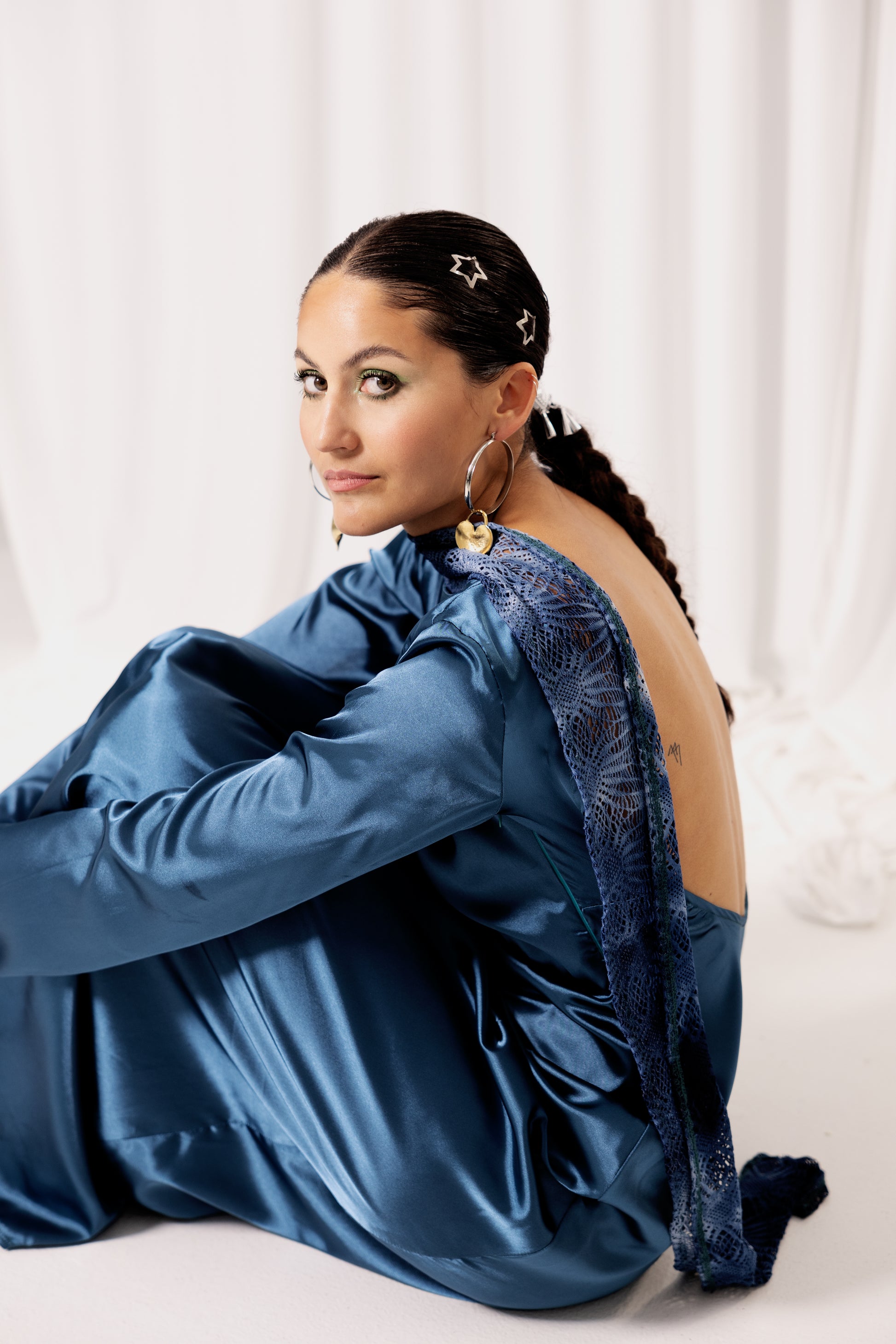 Blue Silk Midnight Dress - SaS Atelier x Fleurtje
